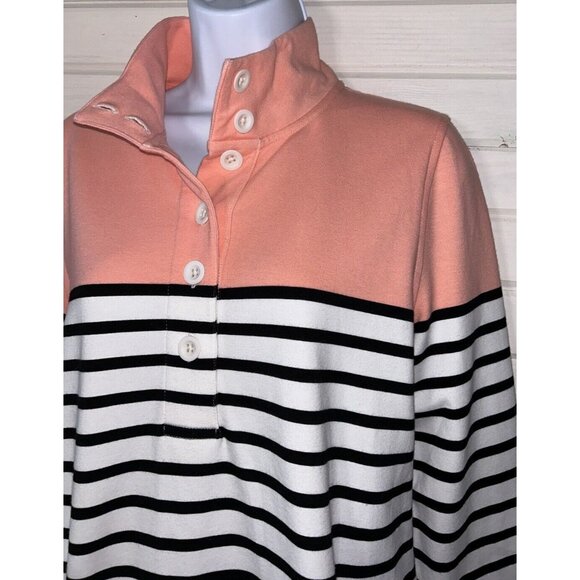 T by Talbots Sz SMALL Colorblock Half Button Pullover Top Tunic French Terry EUC - Picture 4 of 11